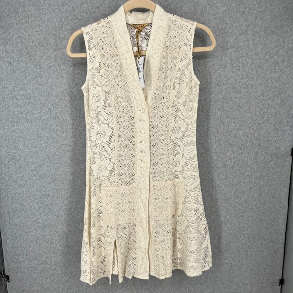 April Cornell Tops - April Cornell Womens Long Lace Vest Tunic Size XS Cream Cottage Sheer NEW W Flaw